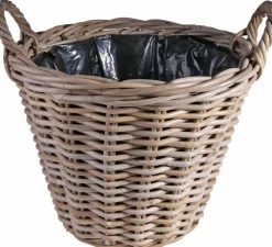 Van der Leeden aardappelmand rotan D 25 x H 19 cm grijs