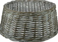Van der Leeden kerstboommand rotan D 60 H 26 cm grijs / wit