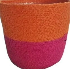 Van der Leeden plantenmand Bodi duotoon roze / oranje D 22 H 18 cm