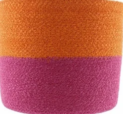 Van der Leeden plantenmand Bodi duotoon roze / oranje D 14 H 12 cm