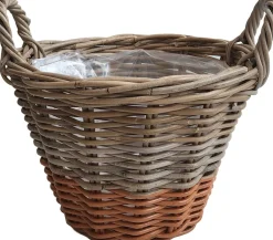 Van der Leeden plantenmand Marie naturel / oranje D 35 H 25 cm