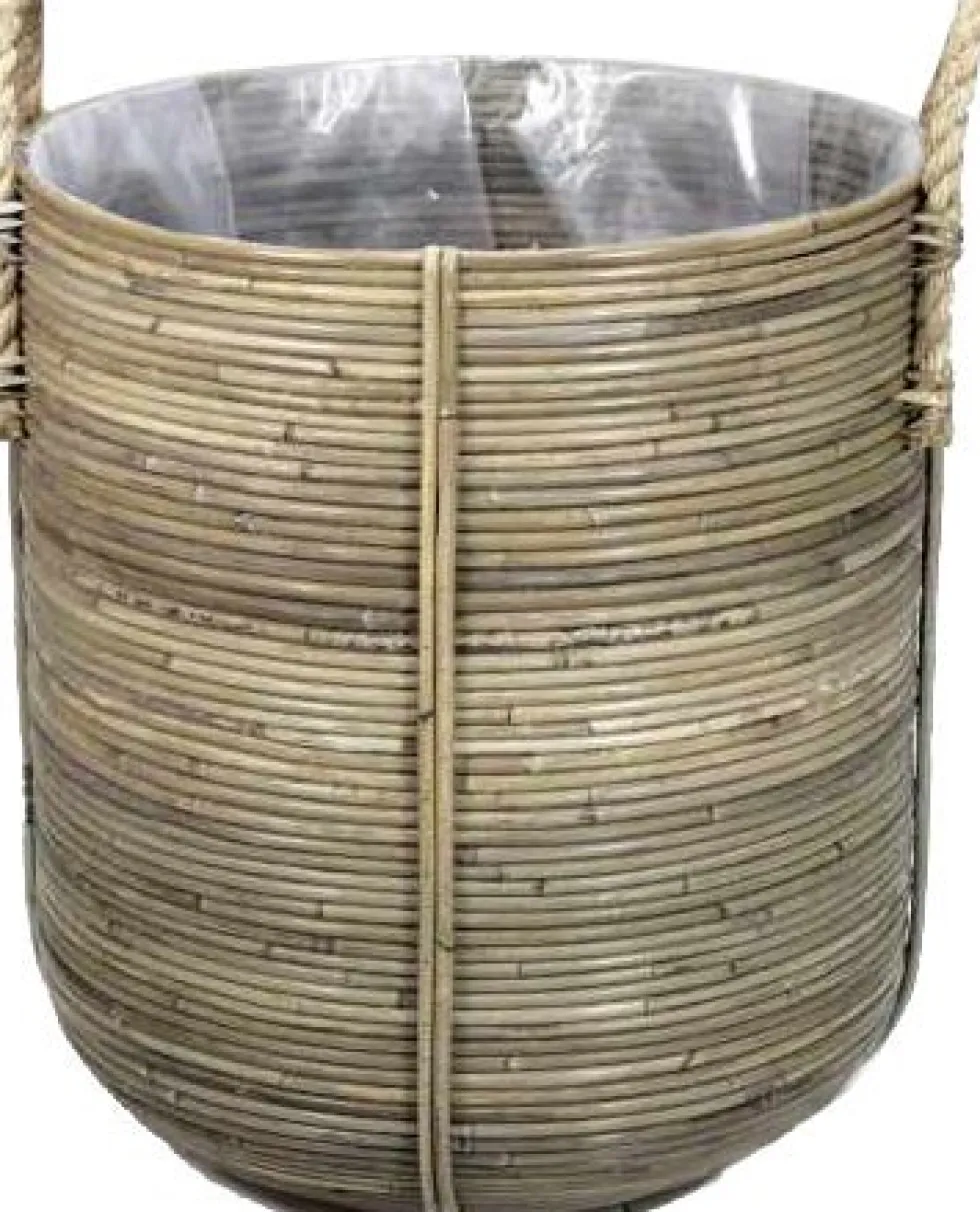 Van der Leeden plantenmand Streep grijs D 45 H 50 cm