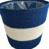 Van der Leeden plantenmand Zeegras strepen blauw D 10 H 9 cm