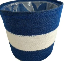 Van der Leeden plantenmand Zeegras strepen blauw D 10 H 9 cm