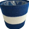 Van der Leeden plantenmand Zeegras strepen blauw D 18 H 15 cm