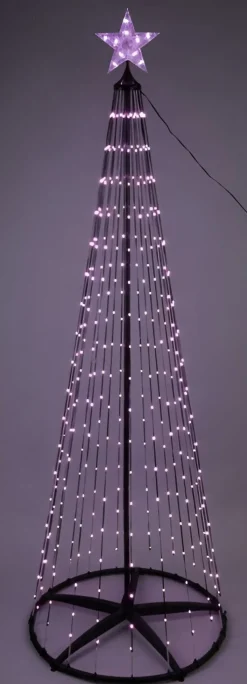 Vlaggenmast kerstboom zwart met 370 lampjes gekleurd D 80 H 210 cm