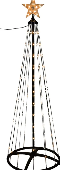 Vlaggenmast kerstboom zwart met 370 lampjes classic warm D 80 H 210 cm