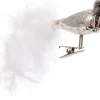 Vogel op clip 18 cm zilver