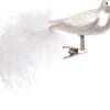 Vogel op clip glas 18 cm wit