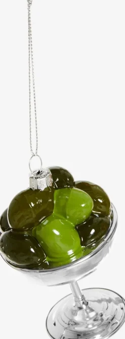 Yup in de Boom kerst ornament coupe olijven groen / zilver 8 x 6,5 x 6,5 cm