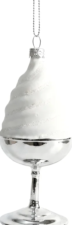 Yup in de Boom kerst ornament coupe softijs zilver / wit 5,2 x 5,5 x 12,5 cm