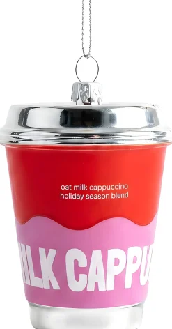 Yup in de Boom kerst ornament cappuccino to go rood / roze / zilver D 6,5 H 9,5 cm