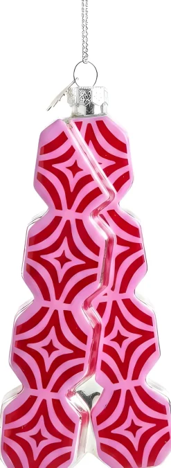Yup in de Boom kerst ornament festivalmuntjes roze / zilver 2 x 6 x 14 cm