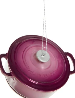 Yup in de Boom kerst ornament gietijzeren pan paars D 8 H 5 cm
