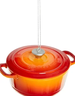 Yup in de Boom kerst ornament gietijzeren pan oranje D 8 H 5 cm