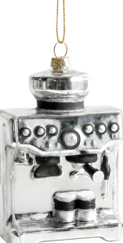 Yup in de Boom kerst ornament koffiemachine zilver 4,5 x 8 x 12 cm