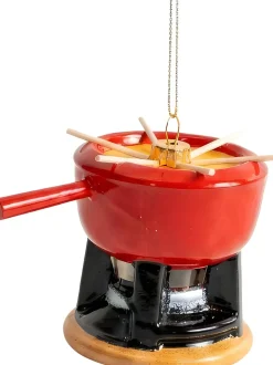 Yup in de Boom kerst ornament kaasfondue rood / zwart 7,5 x 10,5 x 8 cm