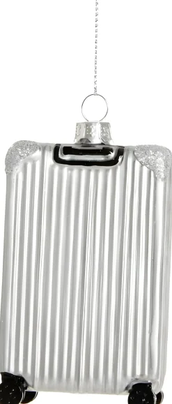 Yup in de Boom kerst ornament koffer zilver 2 x 4 x 7 cm
