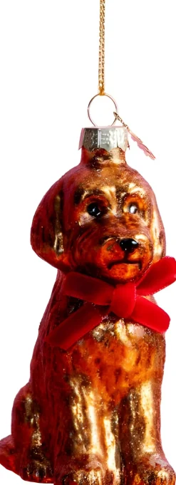 Yup in de Boom kerst ornament labradoodle bruin / goud 6,5 x 4,5 x 11 cm