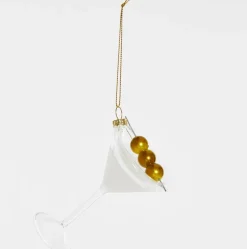 Yup in de Boom kerst ornament martini olijf groen D 6 H 10 cm