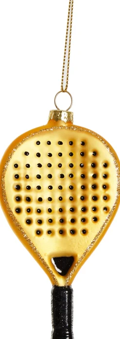 Yup in de Boom kerst ornament padelracket goud / zwart 5,5 x 1,5 x 10 cm