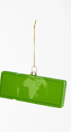 Yup in de Boom kerst ornament vliegticket rio groen 12 x 6,5 x 1,5 cm