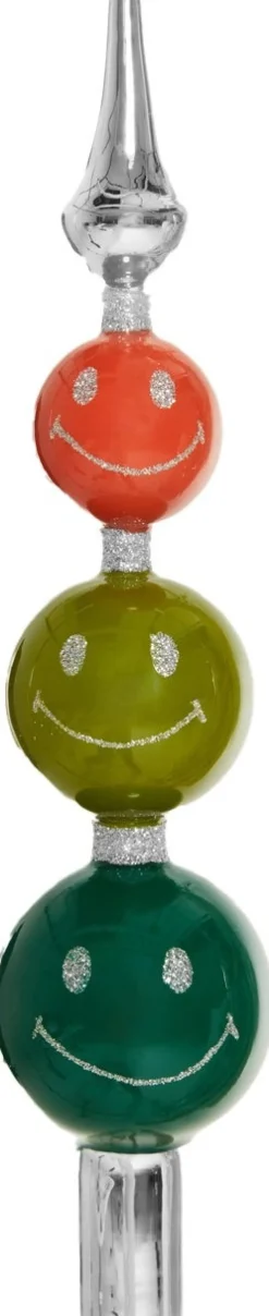 Yup in de Boom piek smileys zilver / oranje / groen D 6 H 28 cm